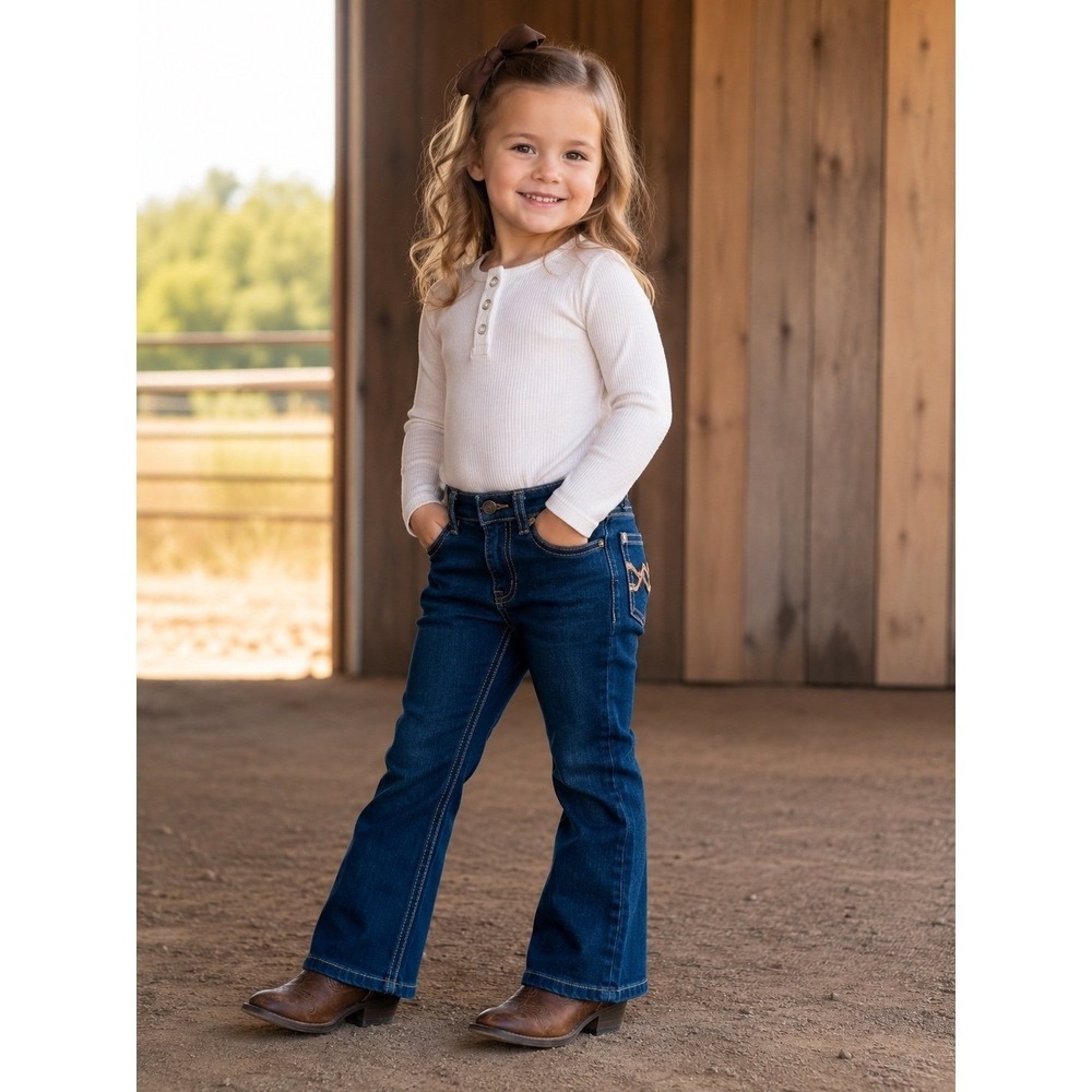 Shyanne Girls Bootcut Jeans 4T Dark Wash Stretch Western Embroidered Pockets